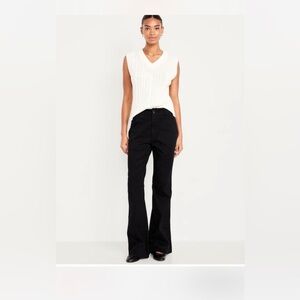 Old Navy Women's Black Flare Twill Pants NWT
